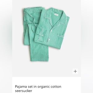 NWT J.Crew Men’s green cotton stripe long sleeve pajama set